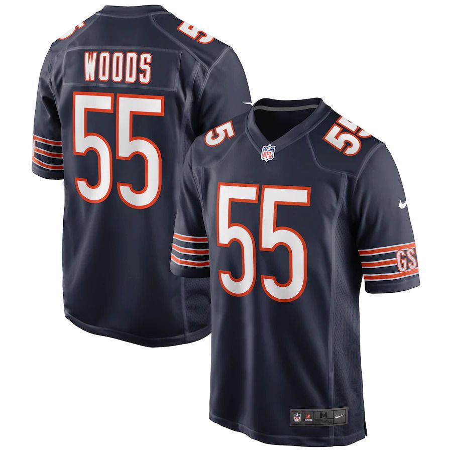 Men Chicago Bears 55 Josh Woods Nike Navy Game NFL Jersey